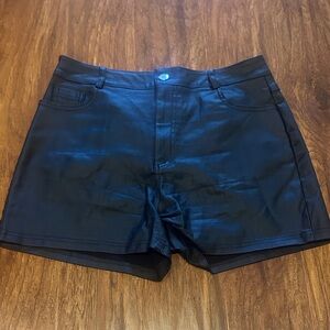 Women’s Black Leather Shorts